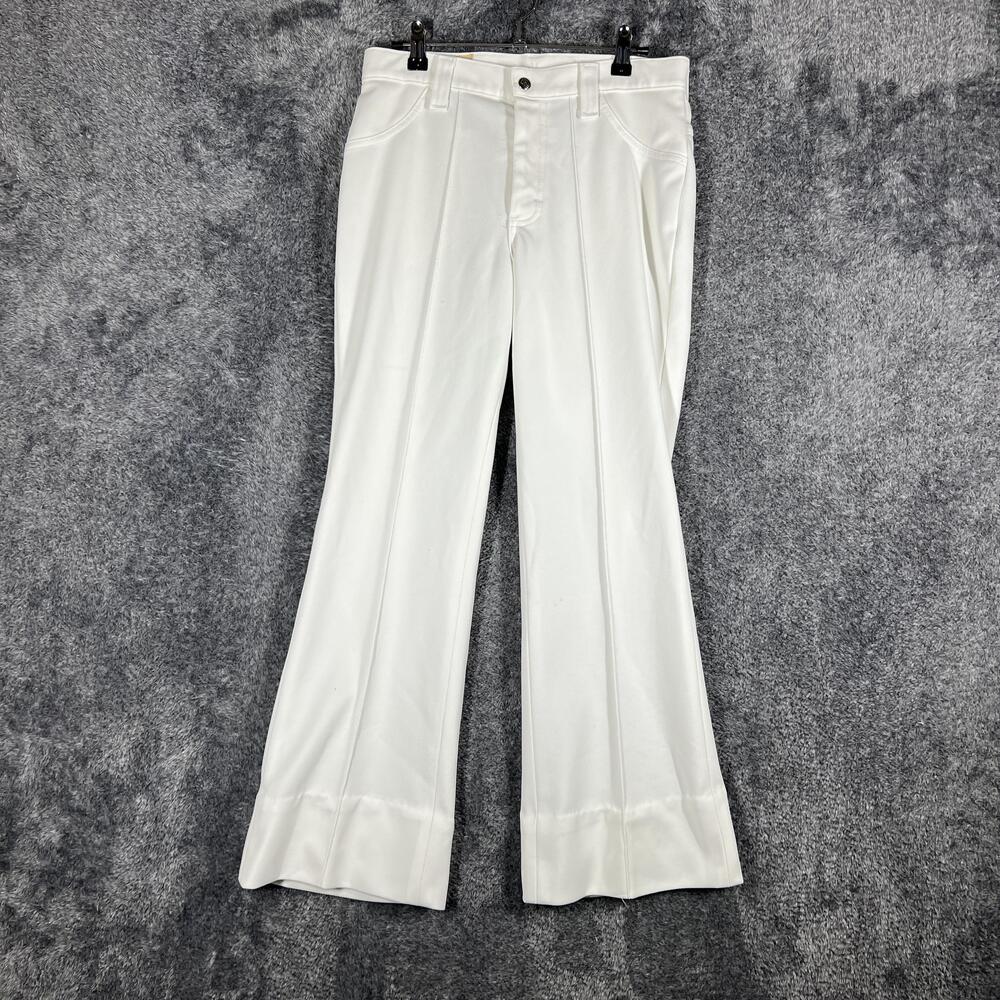 Lee Pants Mens 30x26 White Chino Flared Front Pleat 5-Pocket Cotton Casual